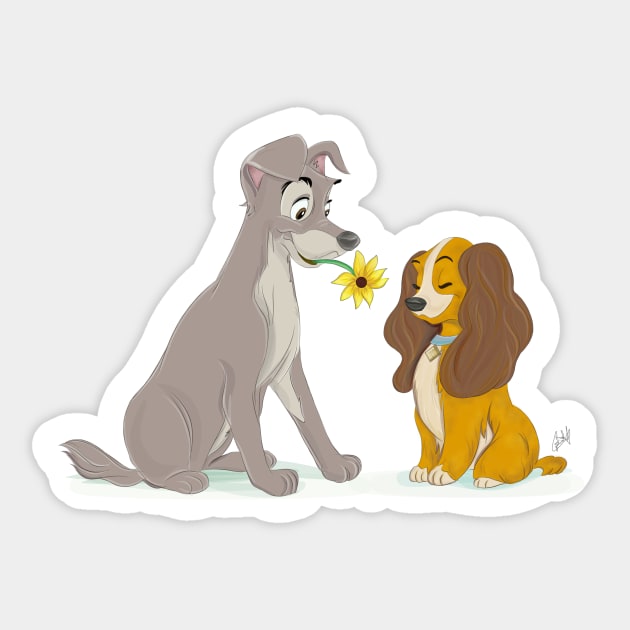 Lady and The Tramp Sticker by Art_incolours